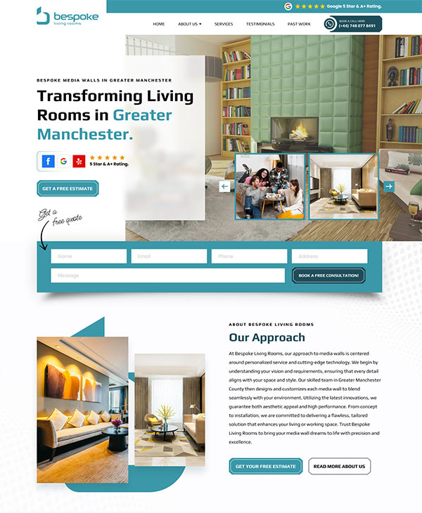 Bespoke Living Rooms - Before and After Website Redesign